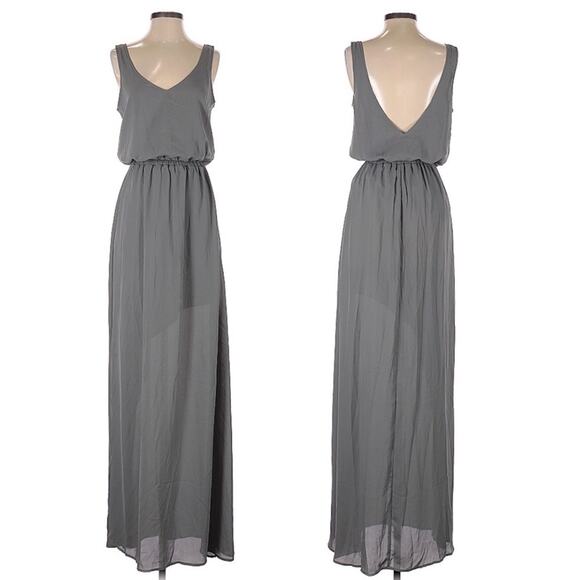 Show Me Your Mumu Kendall Maxi Dress in Soft Charcoal Crisp XS NWT - Picture 3 of 6